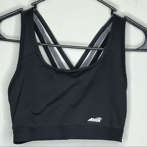 Womens Avia Begonia Black Gray Strappy Compression/Sports Bra Size Small 4/6